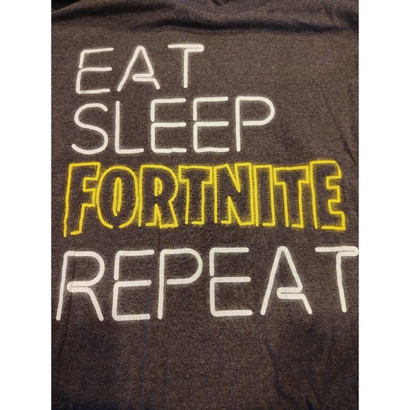 Fortnite T Shirt Mens L Eat Sleep Repeat Gray Long Sleeve Crew Neck - Picture 3 of 5